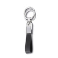 CHAVEIRO DE METAL E COURO C/ 2 ARGOLAS